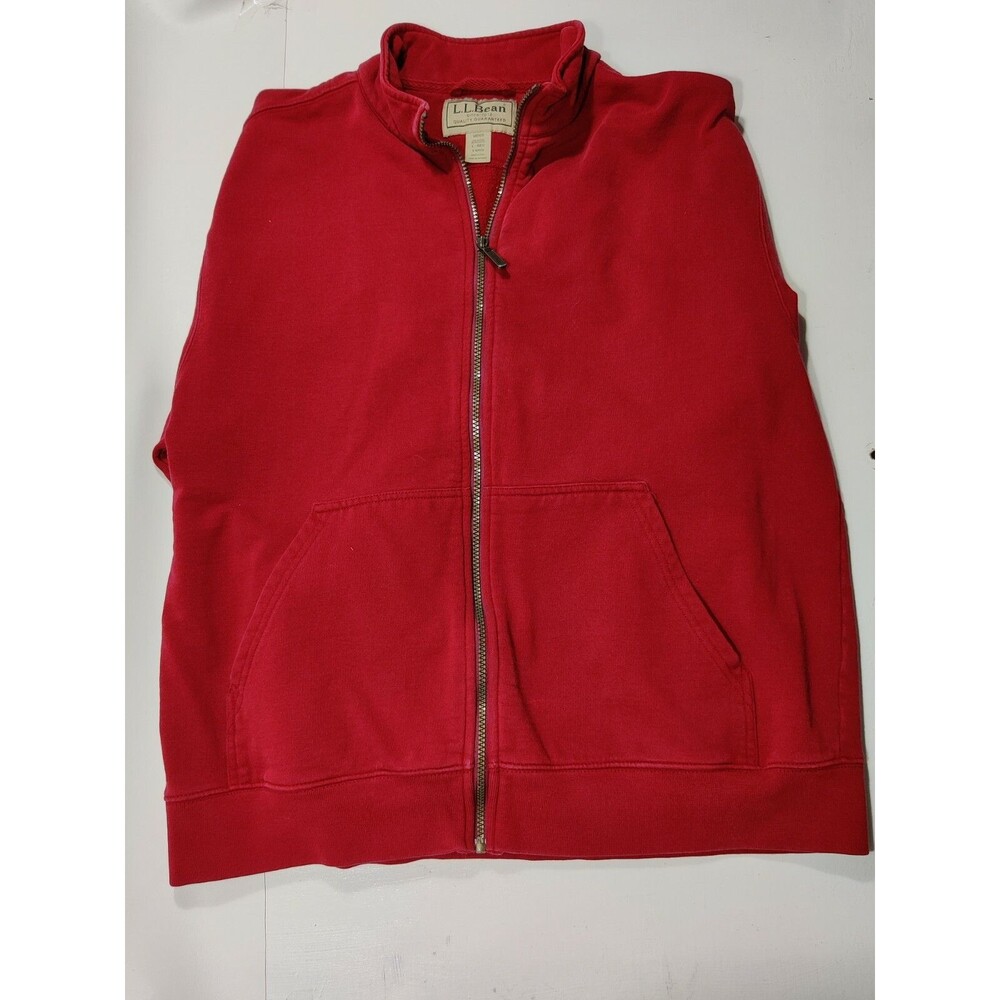 Vintage LL BEAN Fleece Jacket Mens Size Large Reg Full Zip Up Red